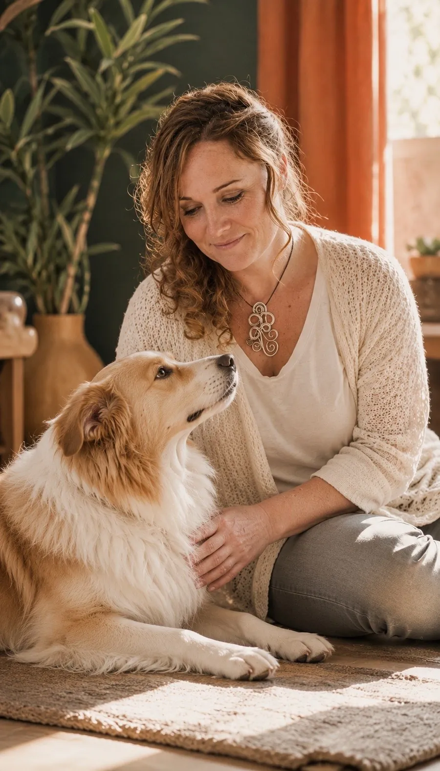 Oriane en séance de kinésiologie animale avec un chien apaisé